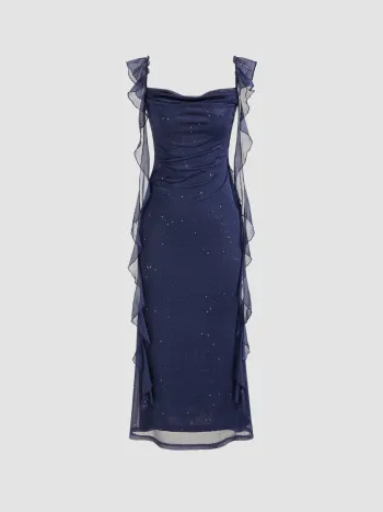 Velvet Cowl Neck Maxi Dress